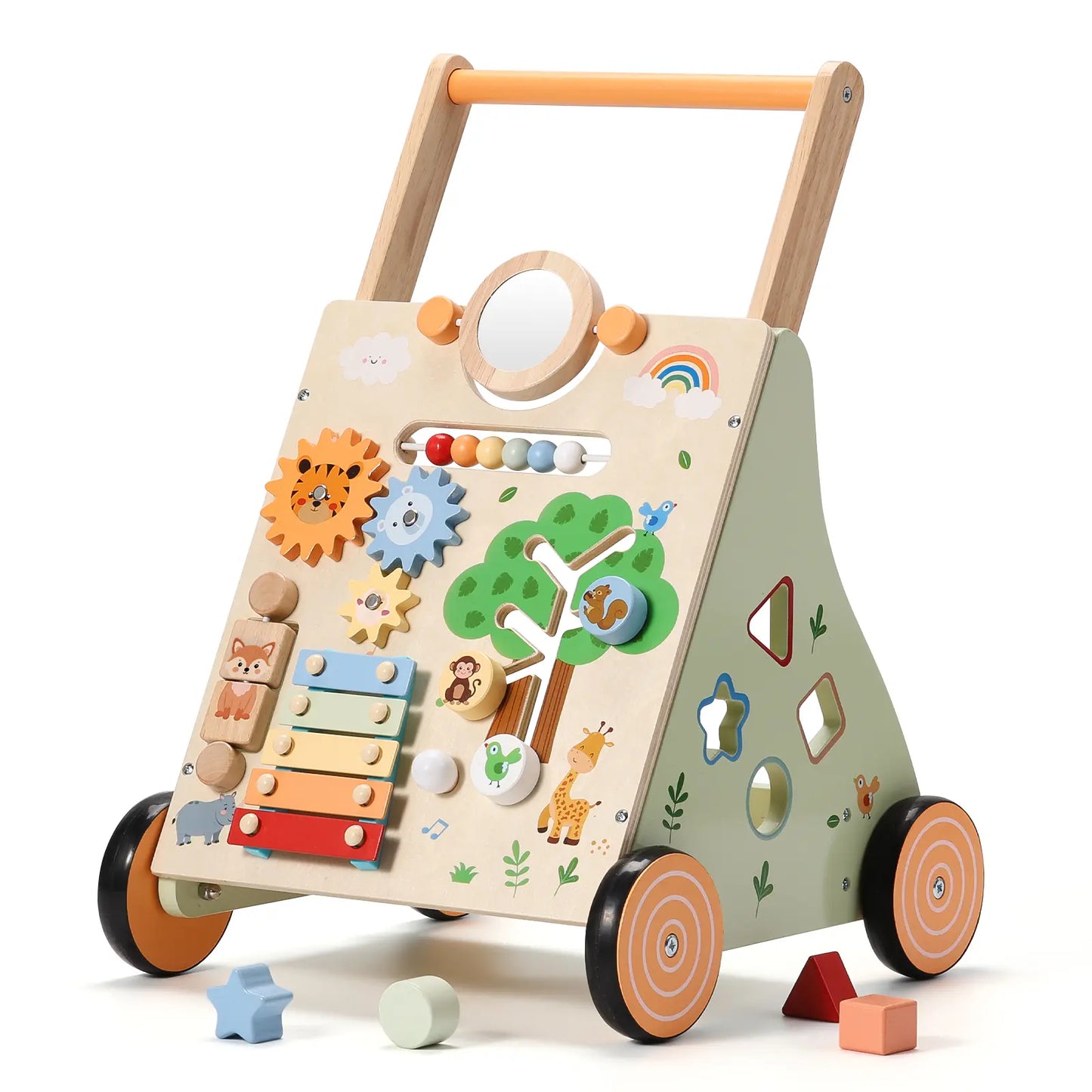 Animal-themed Wooden Baby Walker