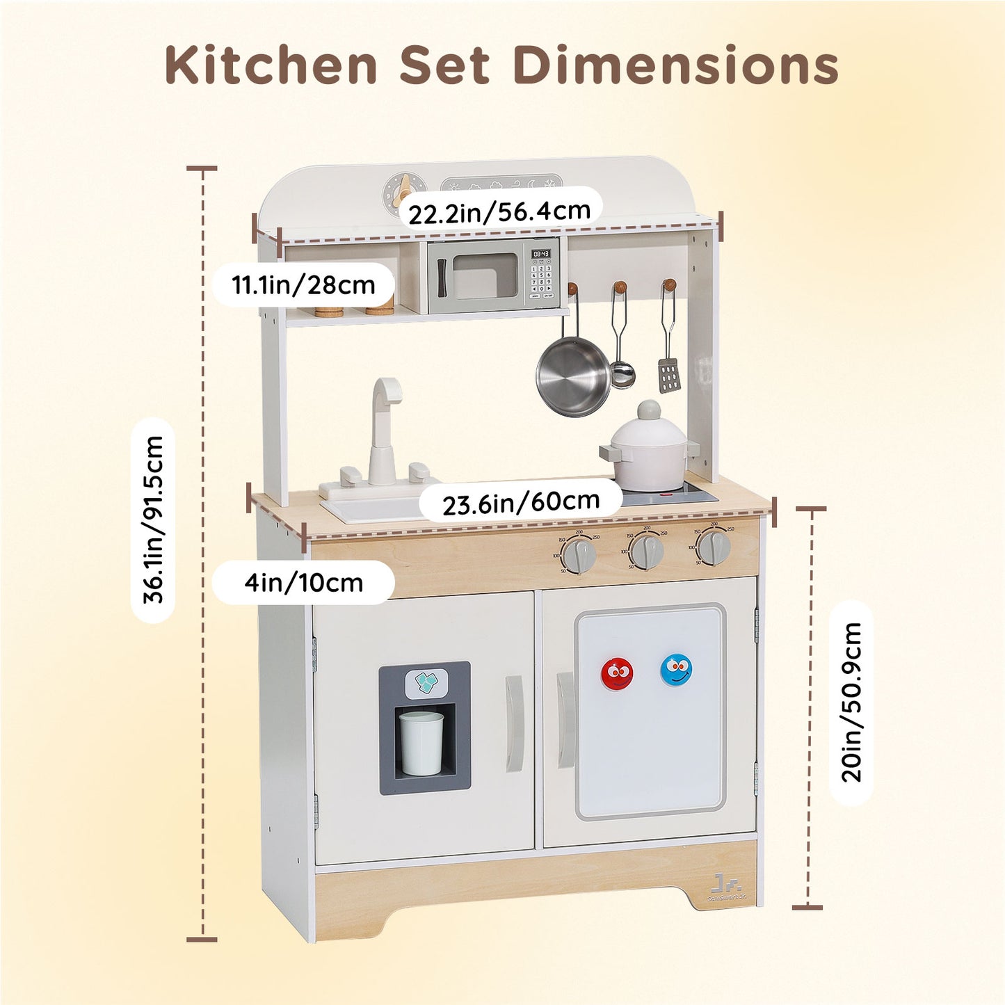 Wooden Play Kitchen Set, M Size