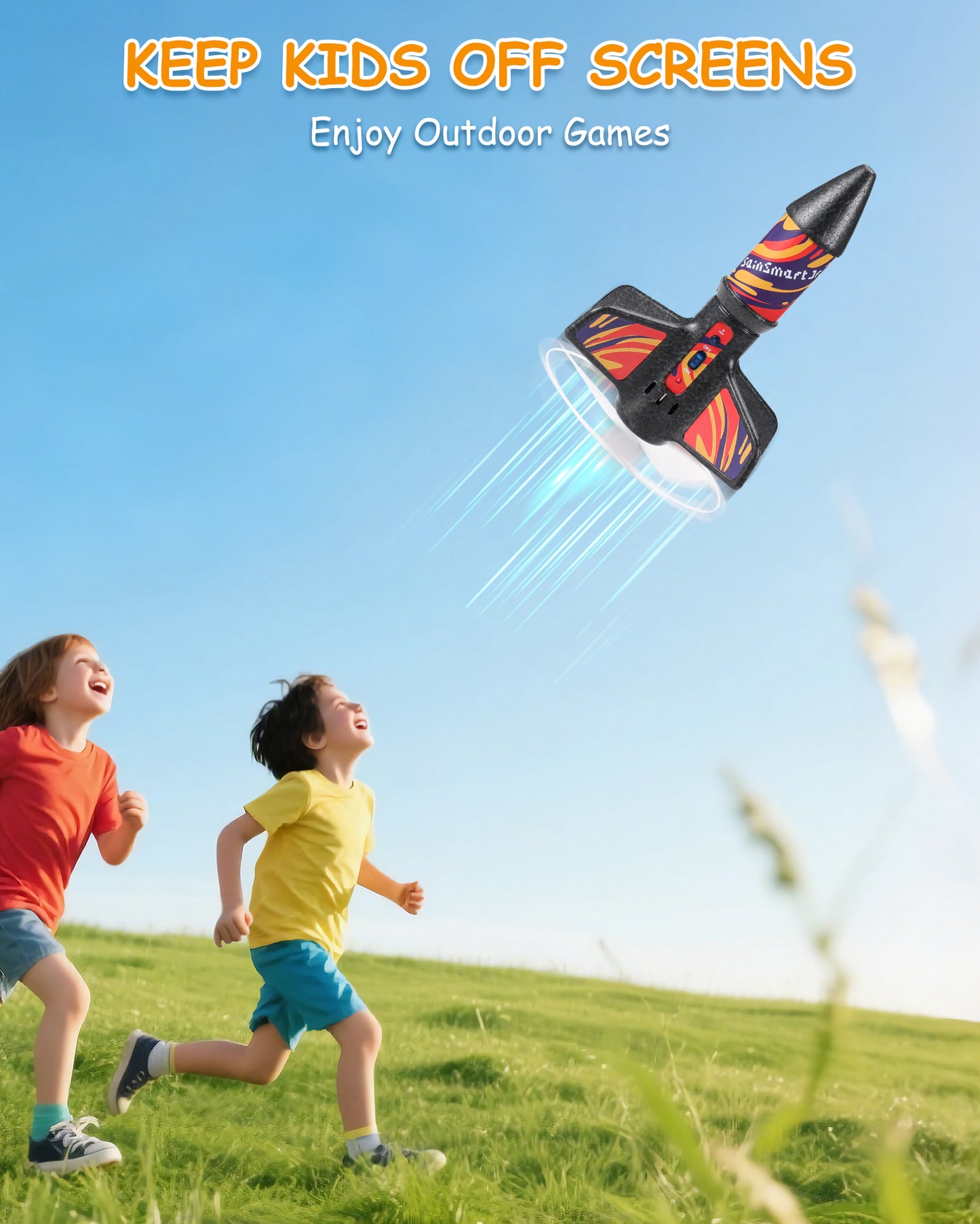 Motorized Air Rocket Toy with Flame Theme