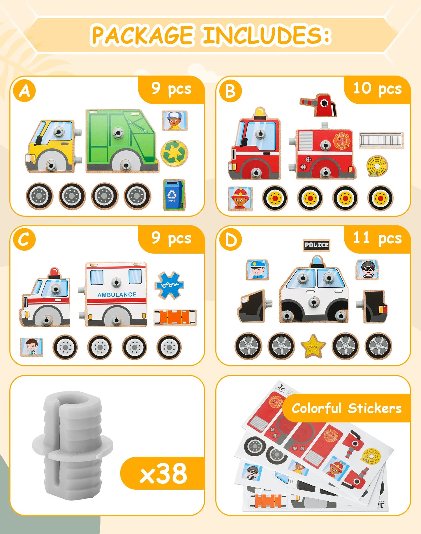 Emergency Vehicle Toys Snap & Take-Apart