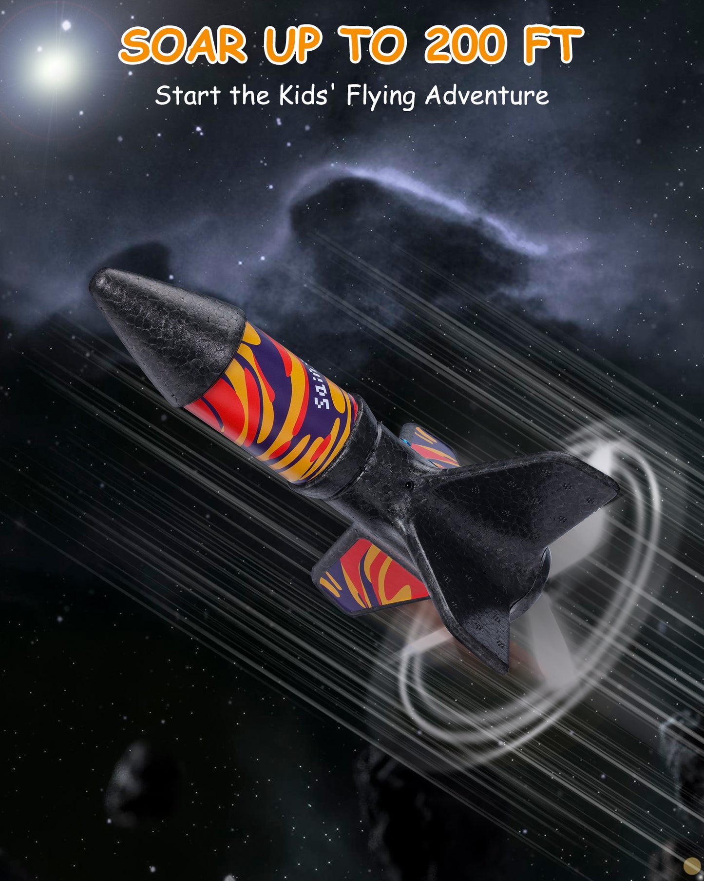 Motorized Air Rocket Toy with Flame Theme