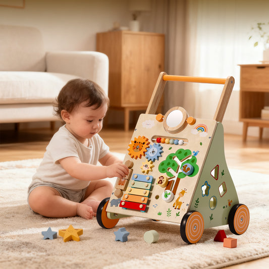 Animal-themed Wooden Baby Walker