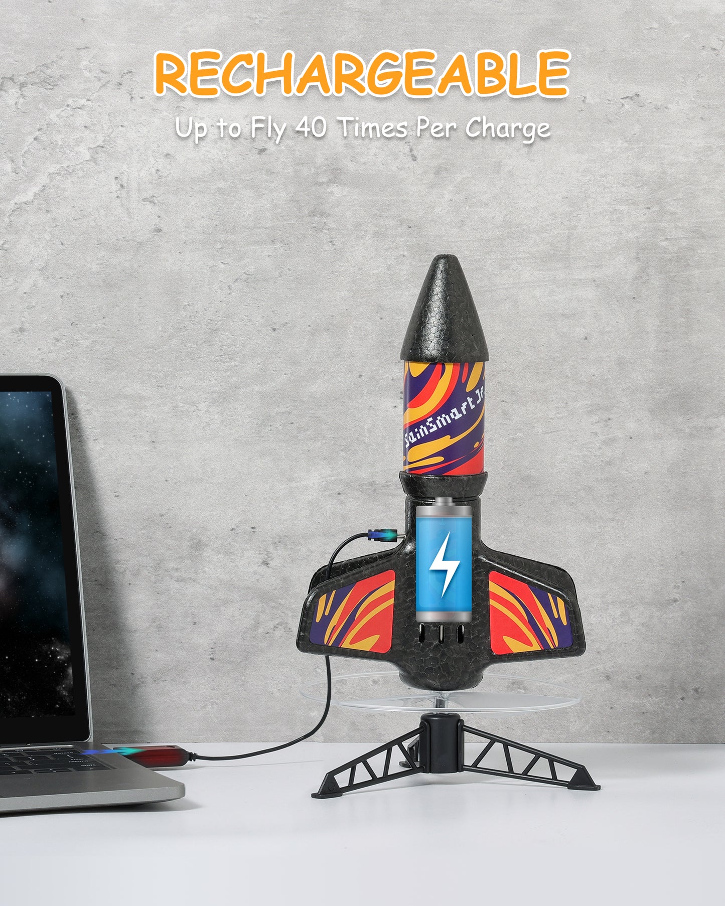 Motorized Air Rocket Toy with Flame Theme