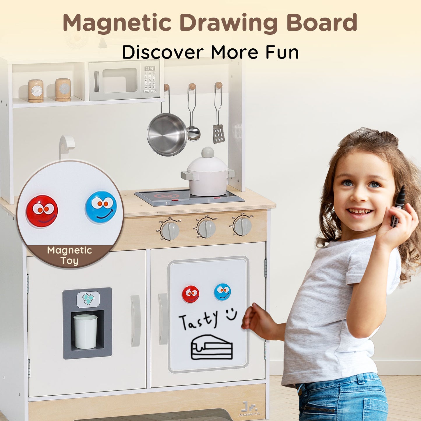 Wooden Play Kitchen Set, M Size