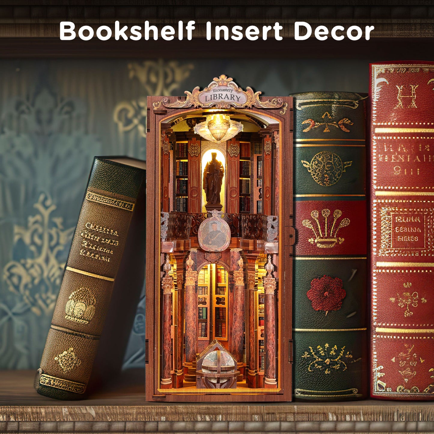 Monastery Library Book Nook Kit with LED Light