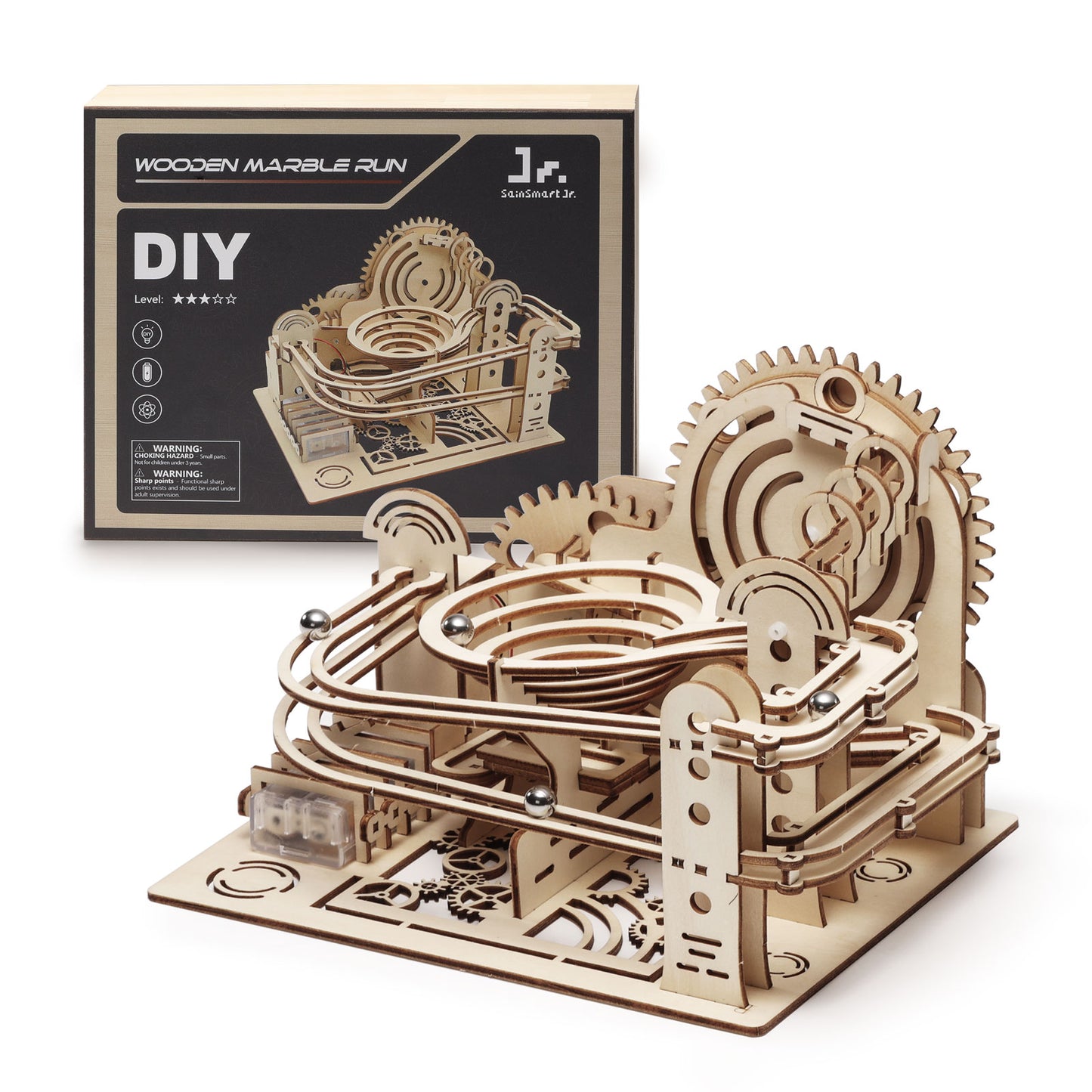3D Wooden Puzzles Marble Run Kit (112 PCS)-SainSmart Jr.