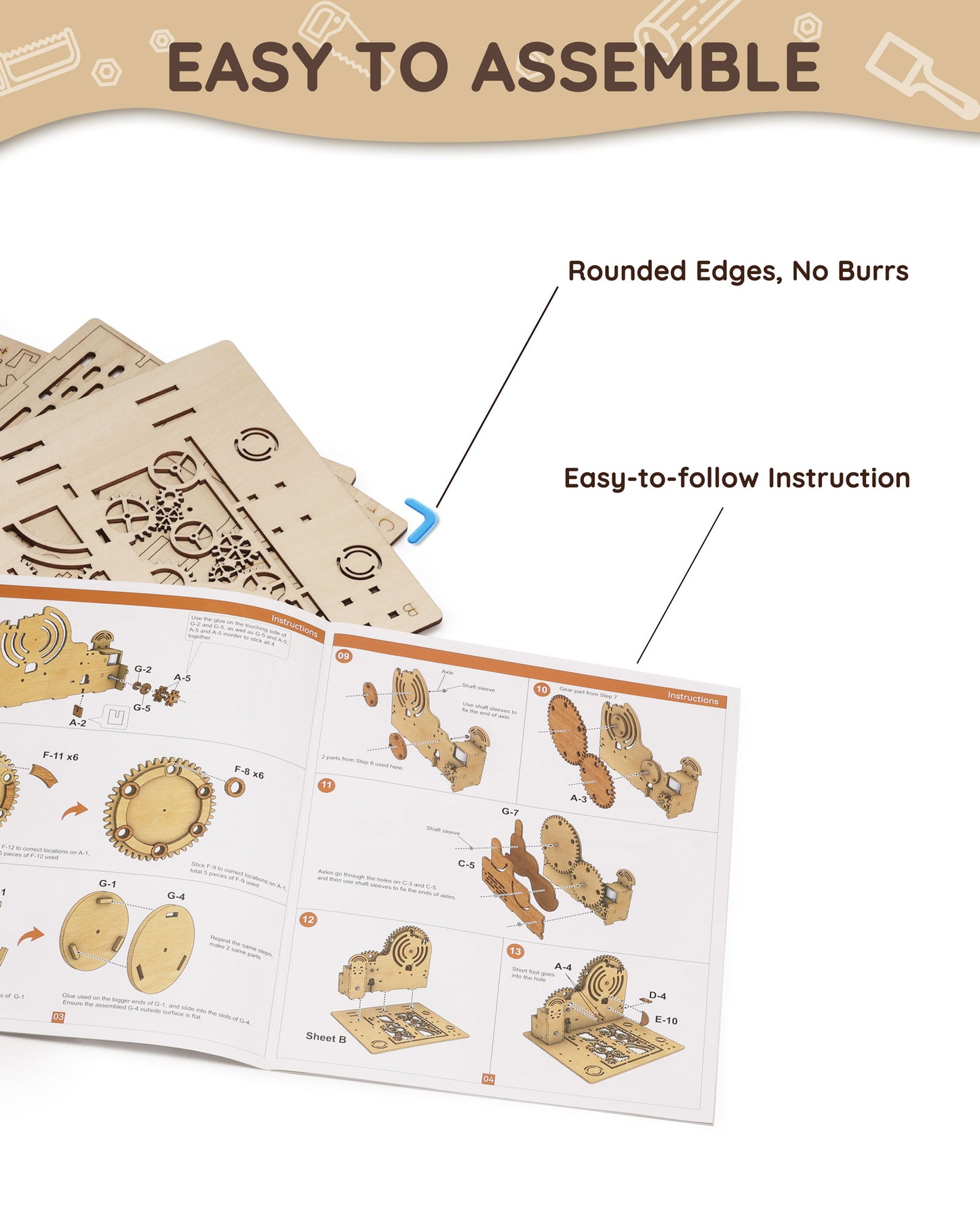 3D Wooden Puzzles Marble Run Kit (112 PCS)-3