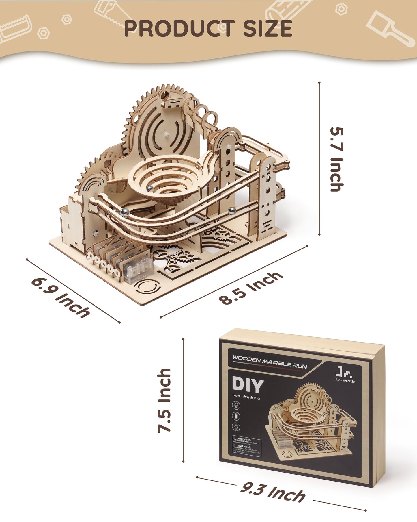 3D Wooden Puzzles Marble Run Kit (112 PCS)-5