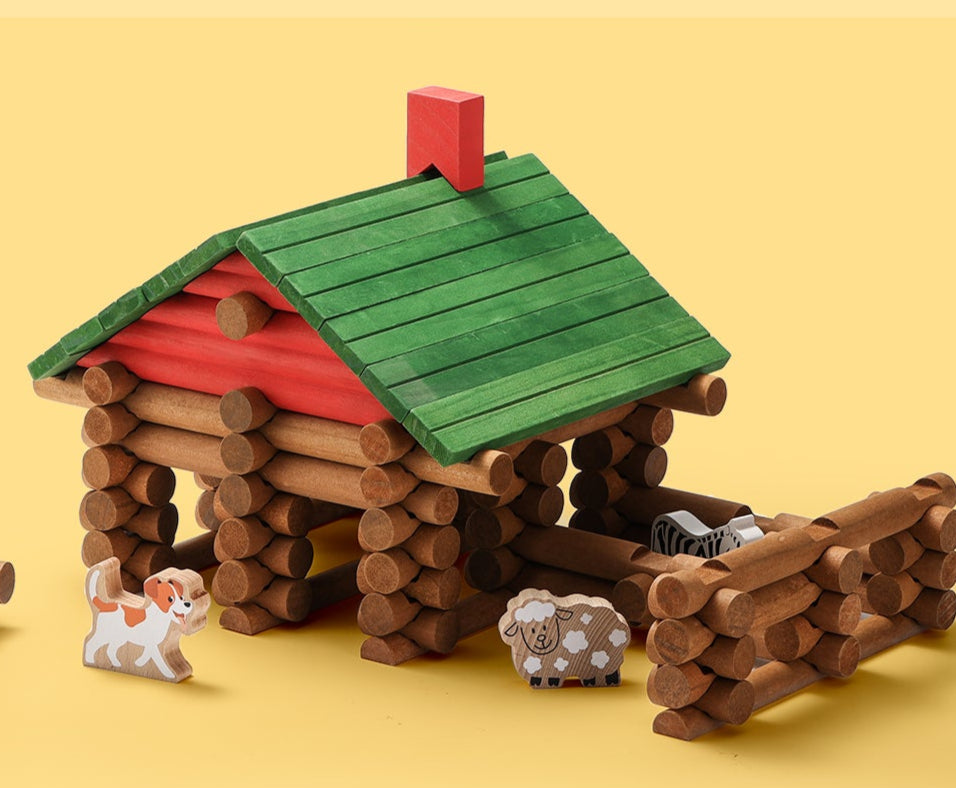 Toy log cabin with animals, Explore Different Build Modes