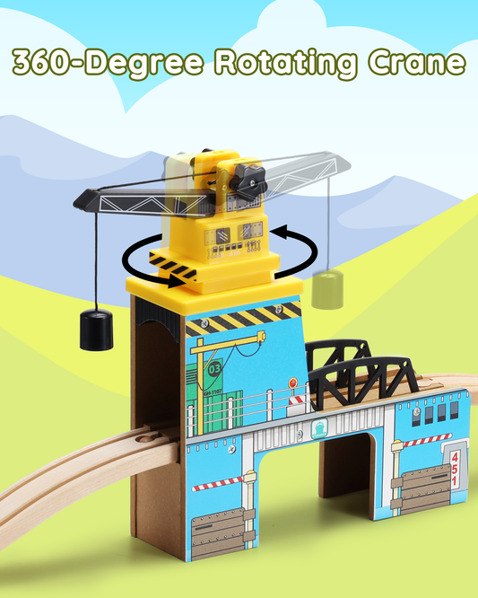train sets, 360-degree rotating crane