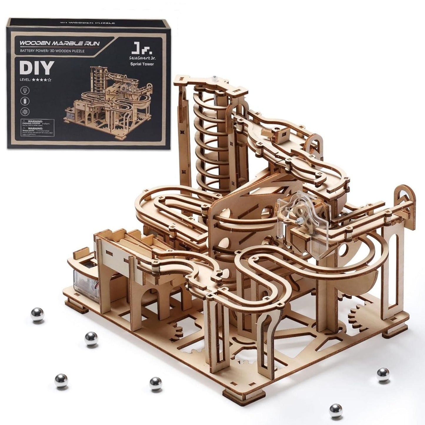 Roller Coaster 3D Wooden Puzzles Marble Run Kit-1