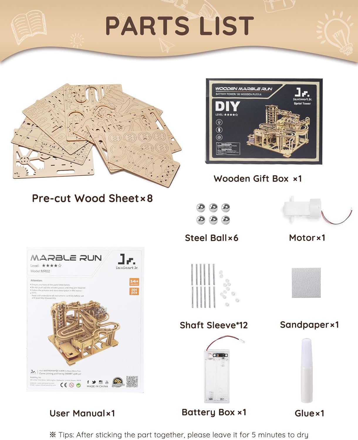 Roller Coaster 3D Wooden Puzzles Marble Run Kit-5
