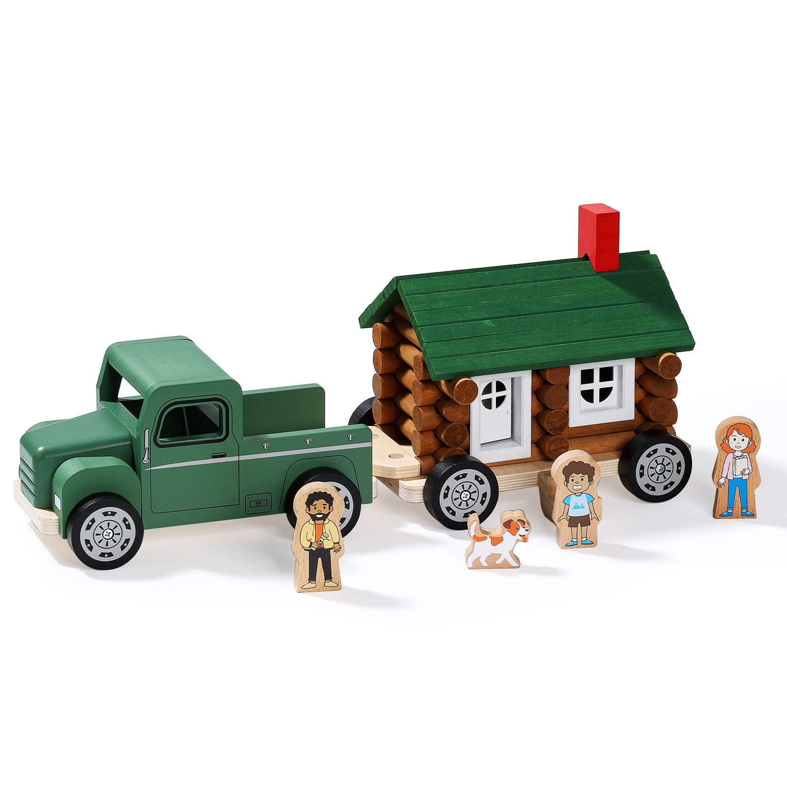 Wooden Building Toy with Wooden Truck-1