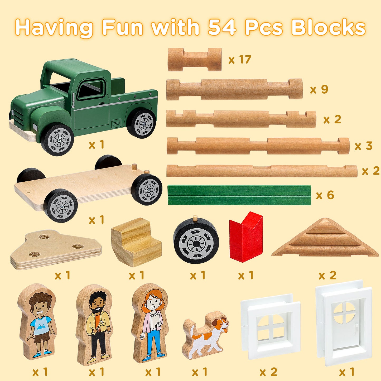 Wooden Building Toy with Wooden Truck-3