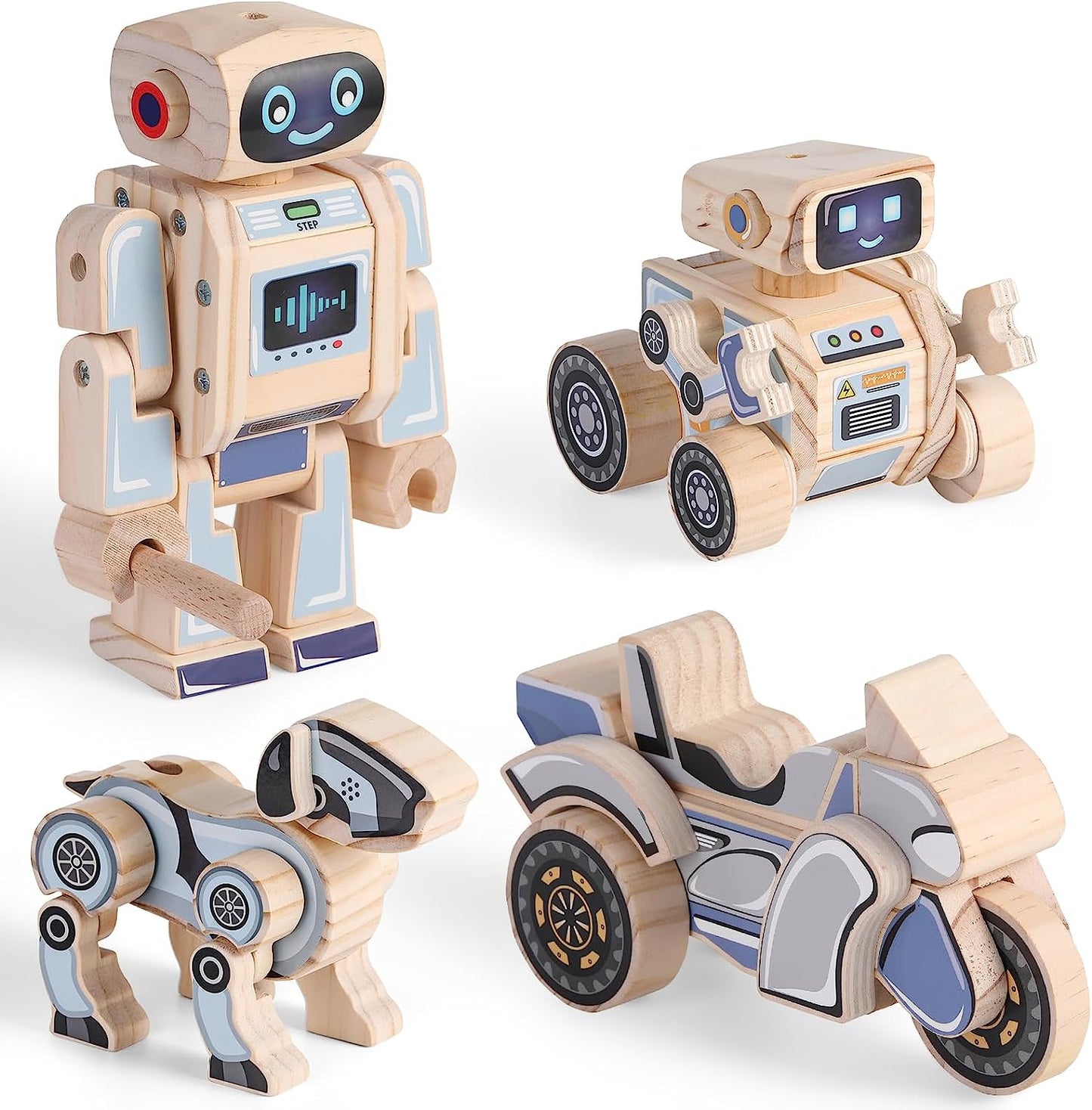 Wooden Robot Assembly Toy Set STEM Kits-1