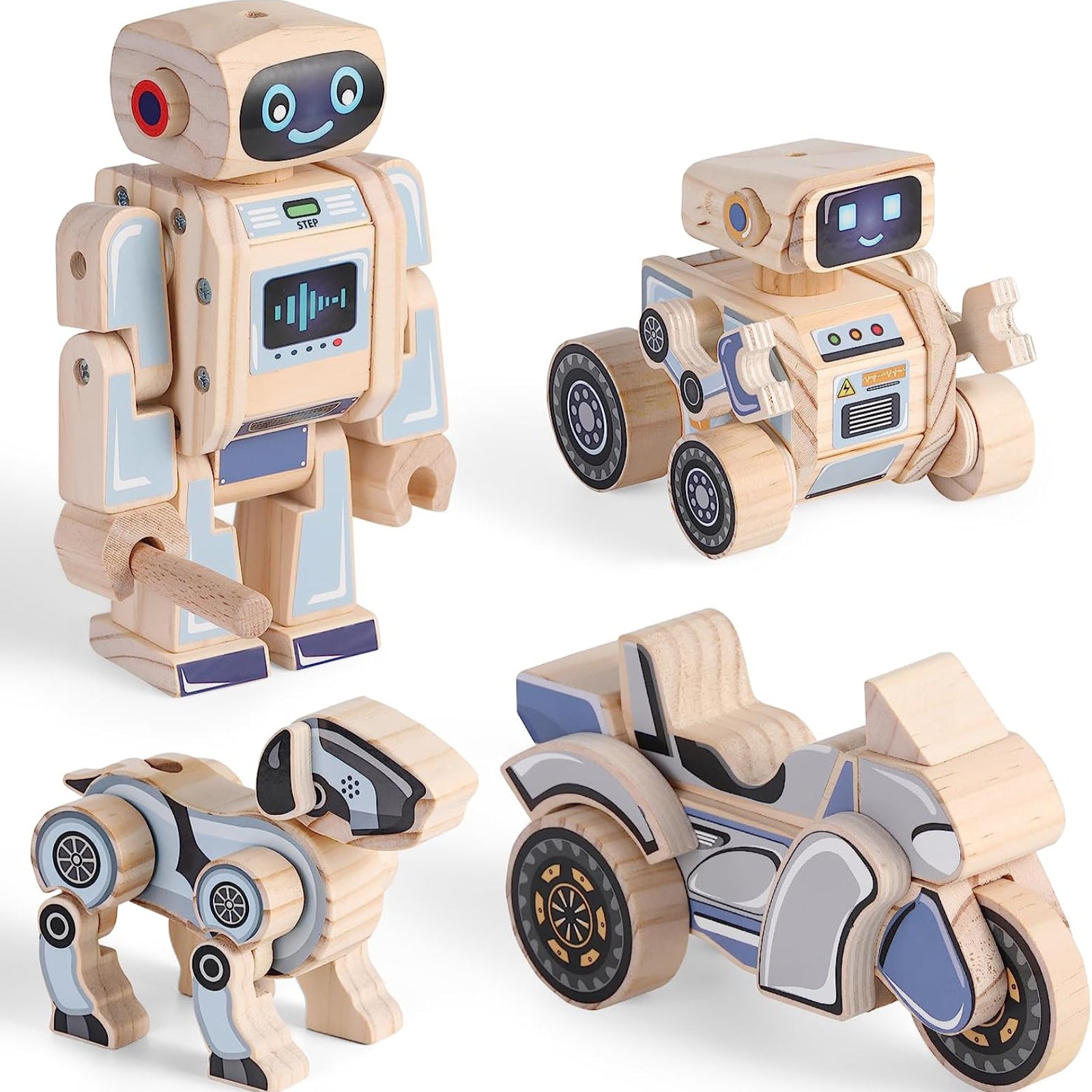 Wooden Robot Assembly Toy Set STEM Kits-1