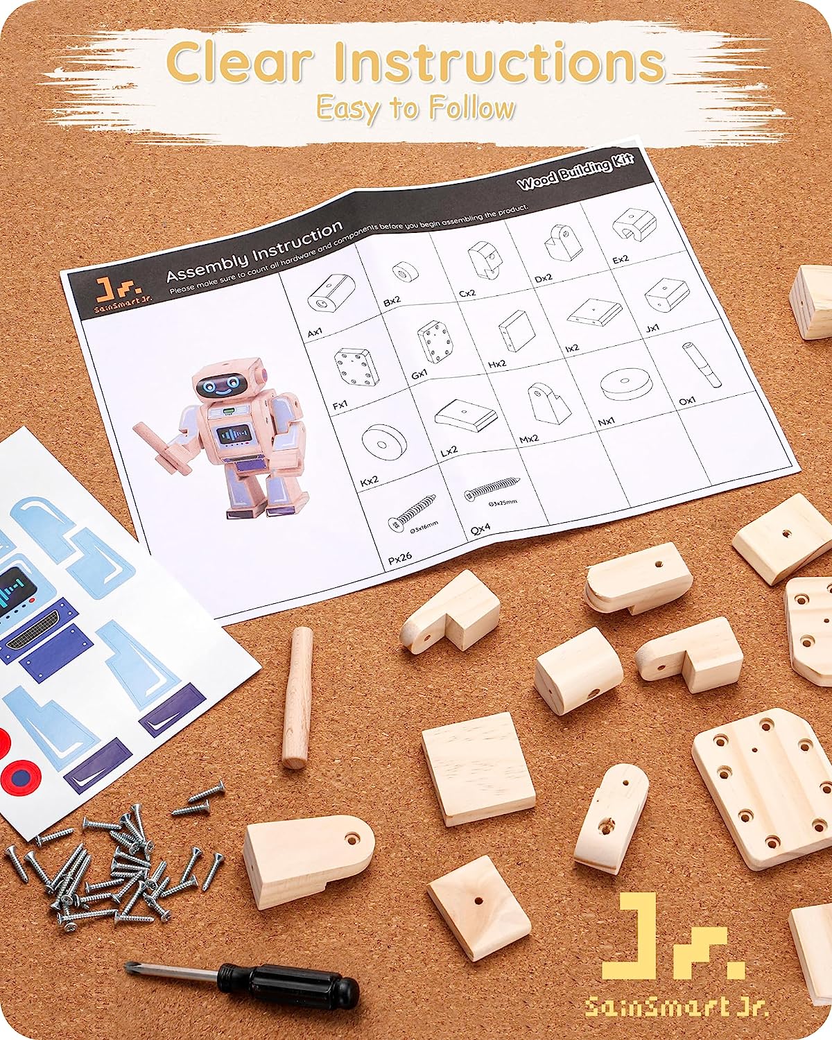 Wooden Robot Assembly Toy Set STEM Kits-2
