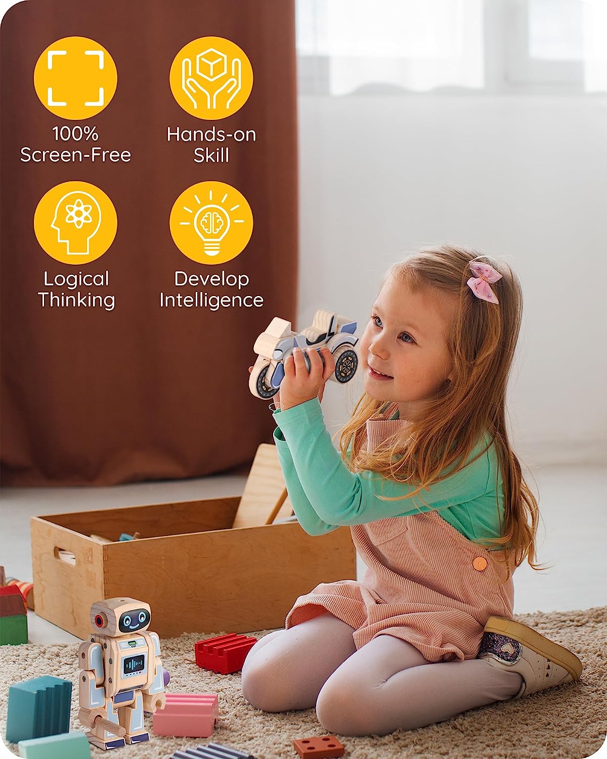 Wooden Robot Assembly Toy Set STEM Kits-6