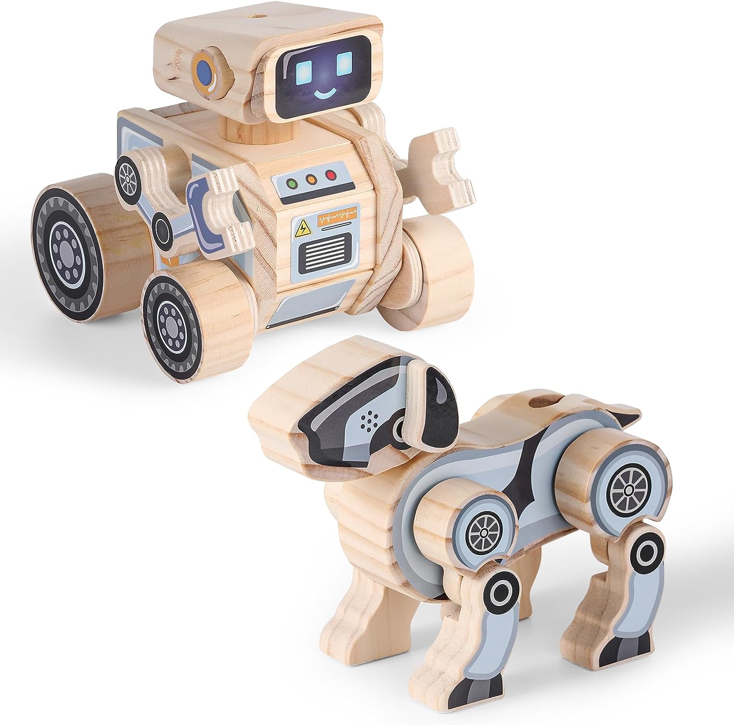 Wooden Robot Assembly Toy Set STEM Kits-8