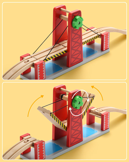 Wooden Train Set Accessories Lifting Bridge Set-2