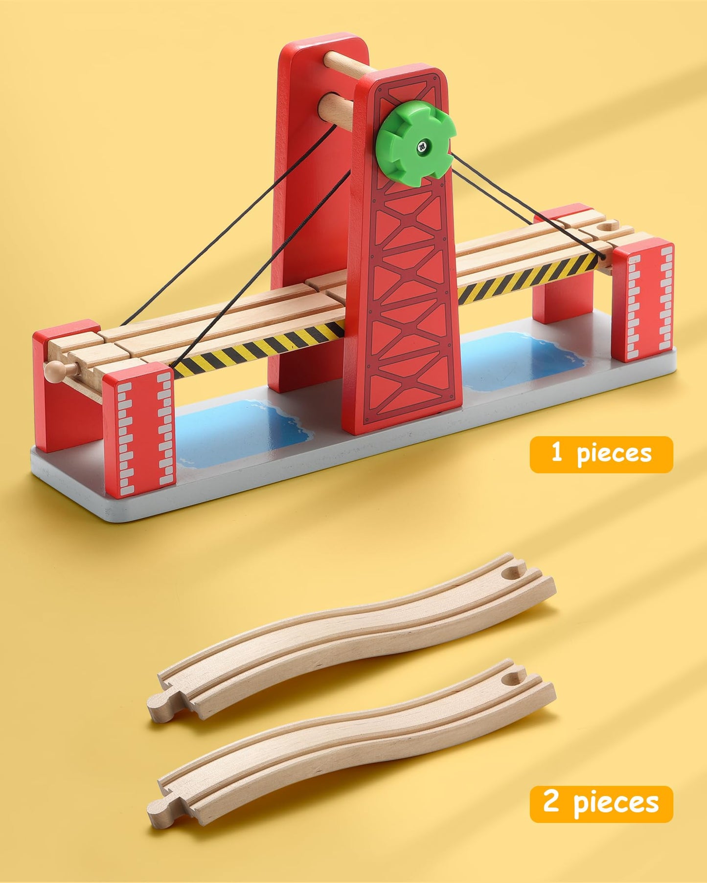 Wooden Train Set Accessories Lifting Bridge Set-3