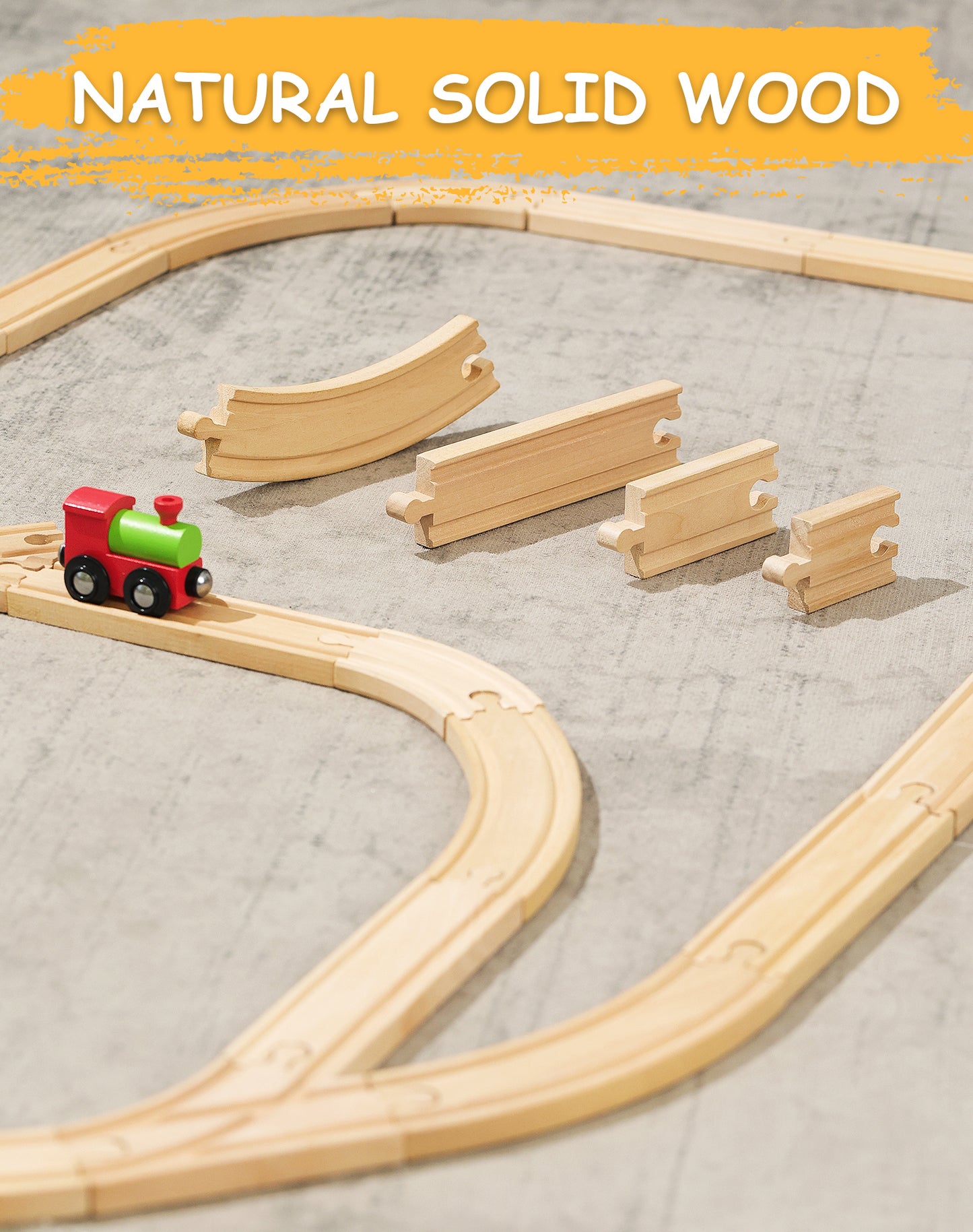 Wooden Train Track Expansion (52 pcs)-2
