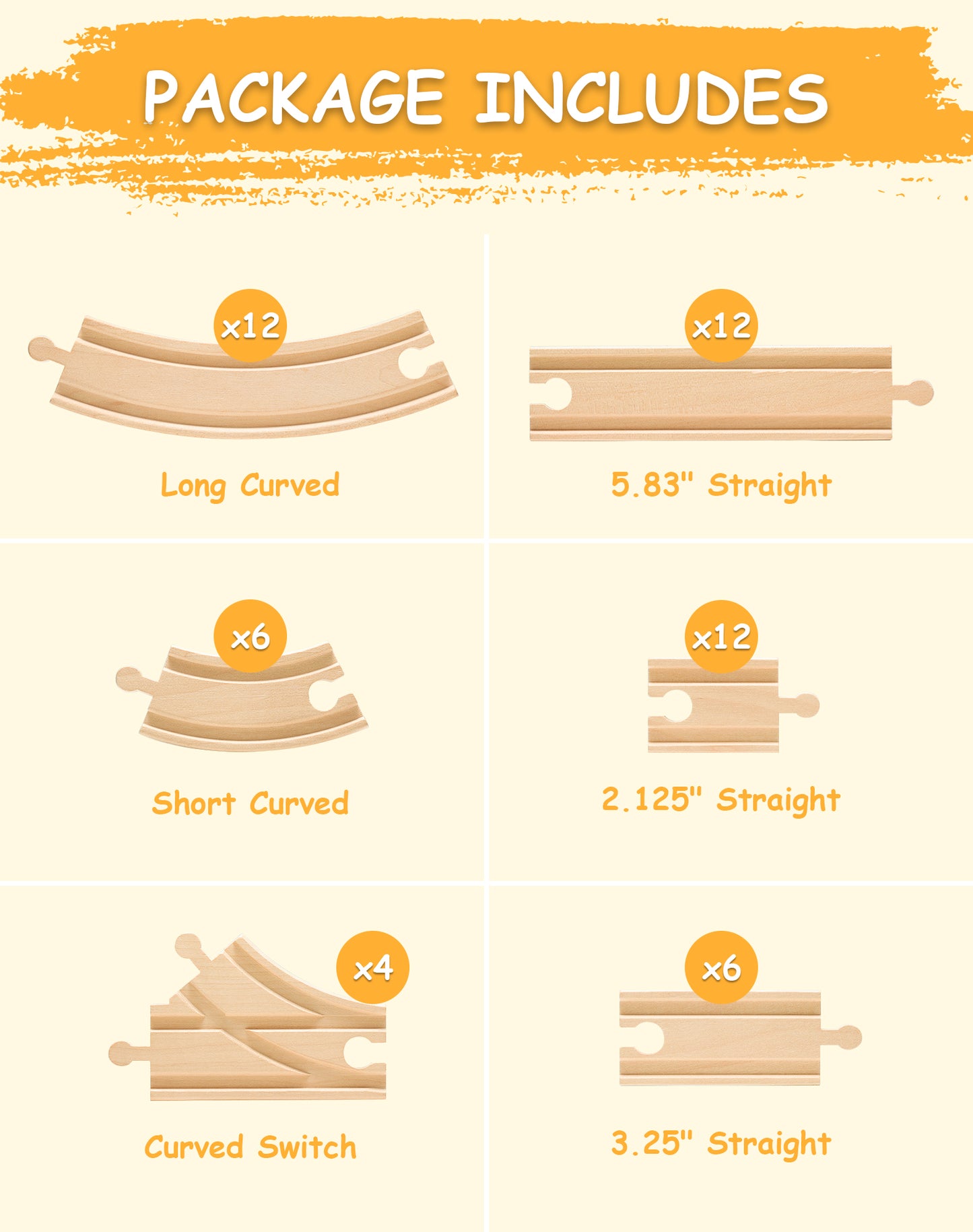 Wooden Train Track Expansion (52 pcs)