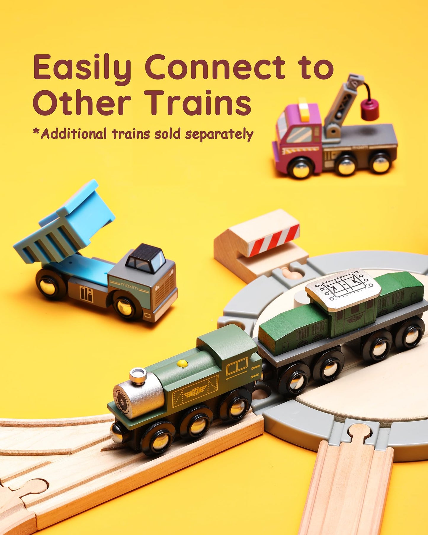 Wooden Train Track toy with Roundhouse-5