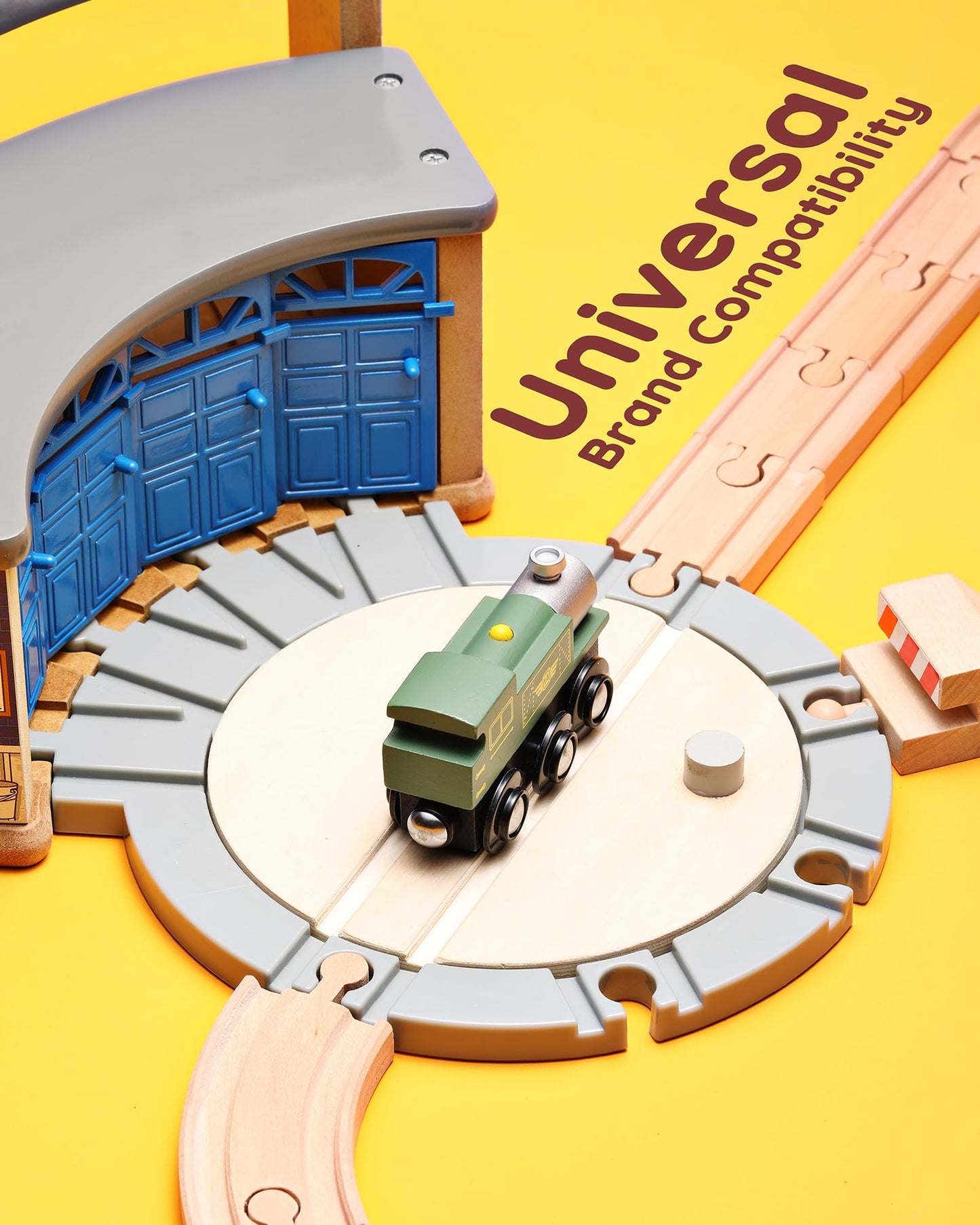 Wooden Train Track toy with Roundhouse-