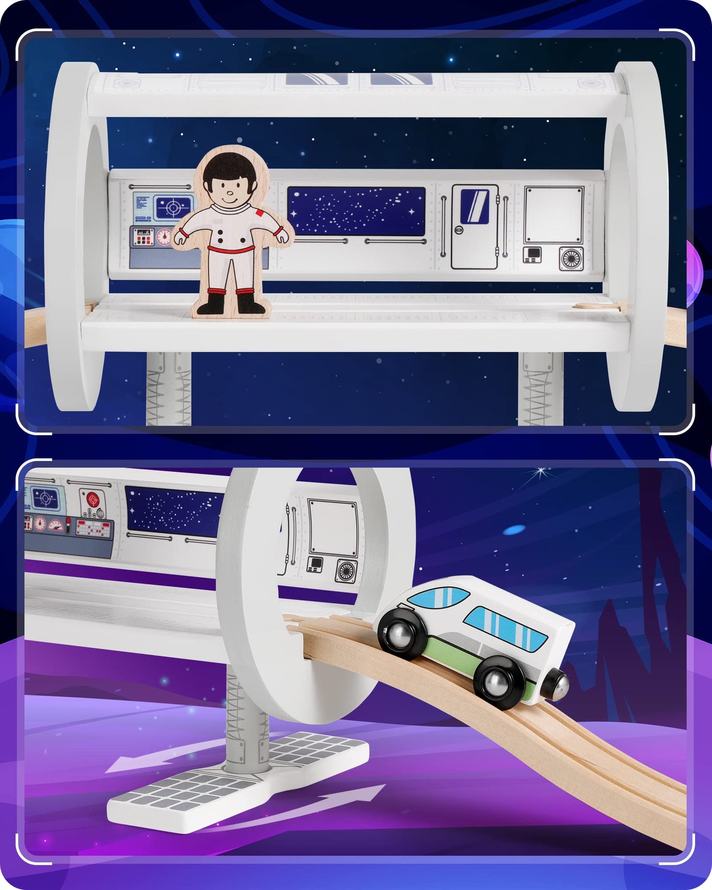 Wooden Space Station Train Set Accessories
