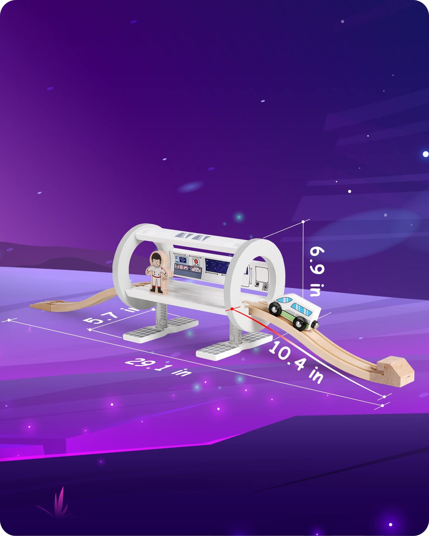 Wooden Space Station Train Set Accessories