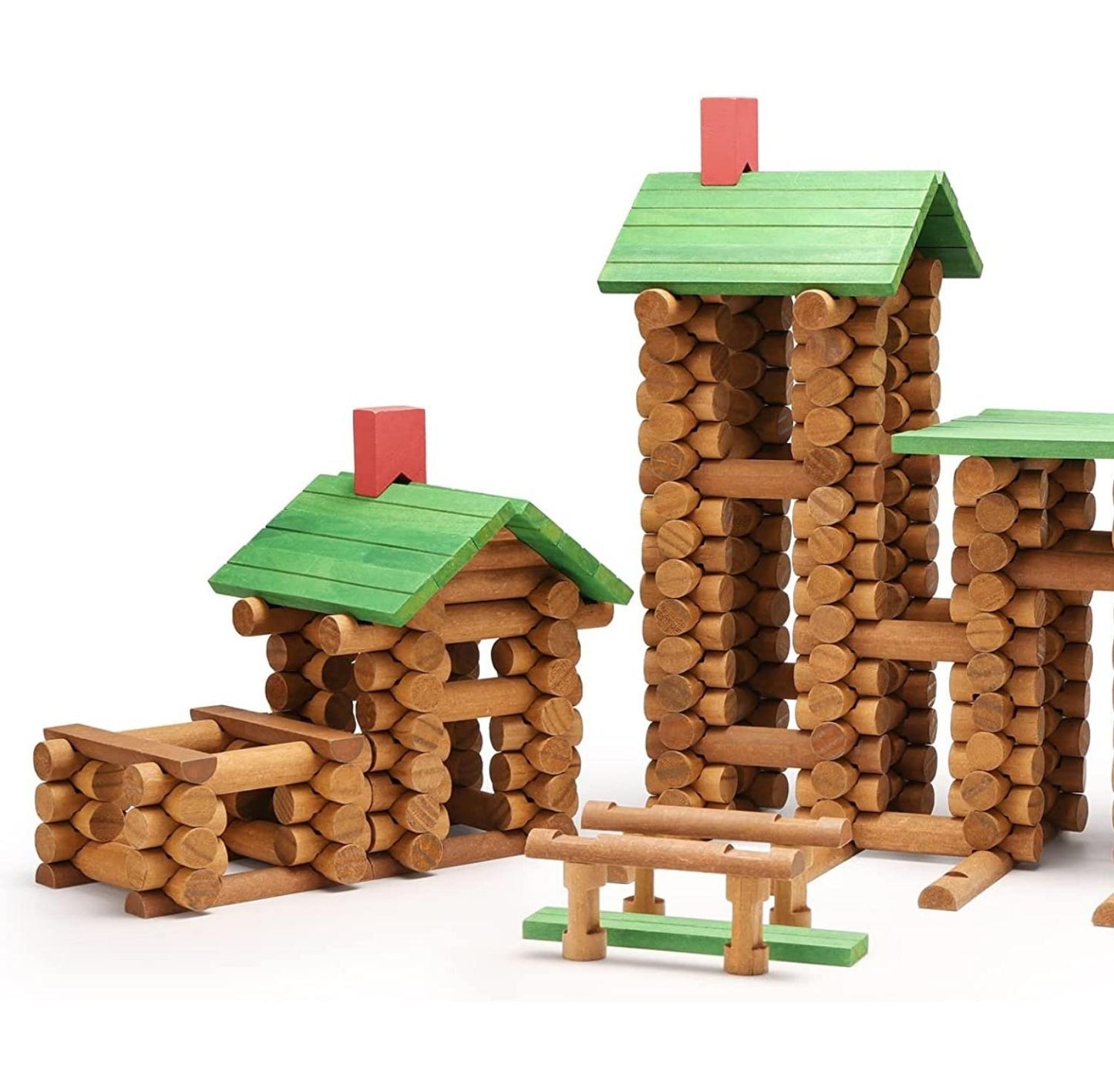 Wooden Log Cabin Set Building House Toy (300 pcs)-1