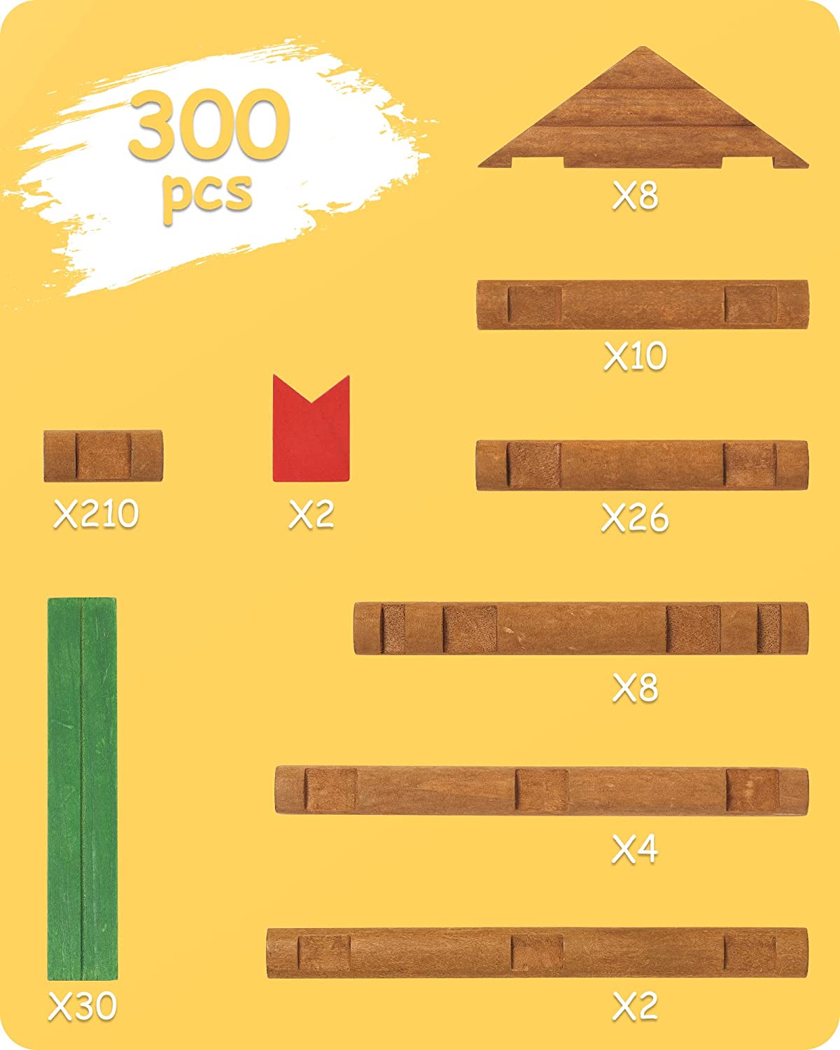 Wooden Log Cabin Set Building House Toy (300 pcs)-6