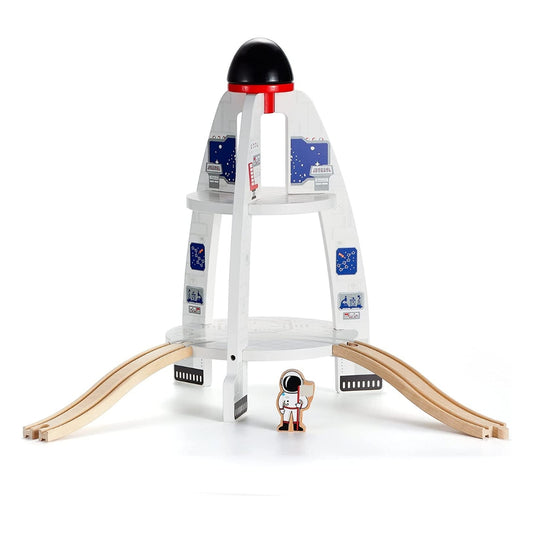 Wooden Train Track Space Launcher Rocket Ship Play Set-1