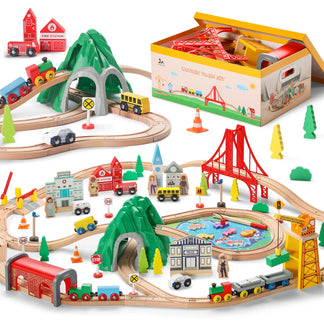Multi-Themed Wooden Train Set