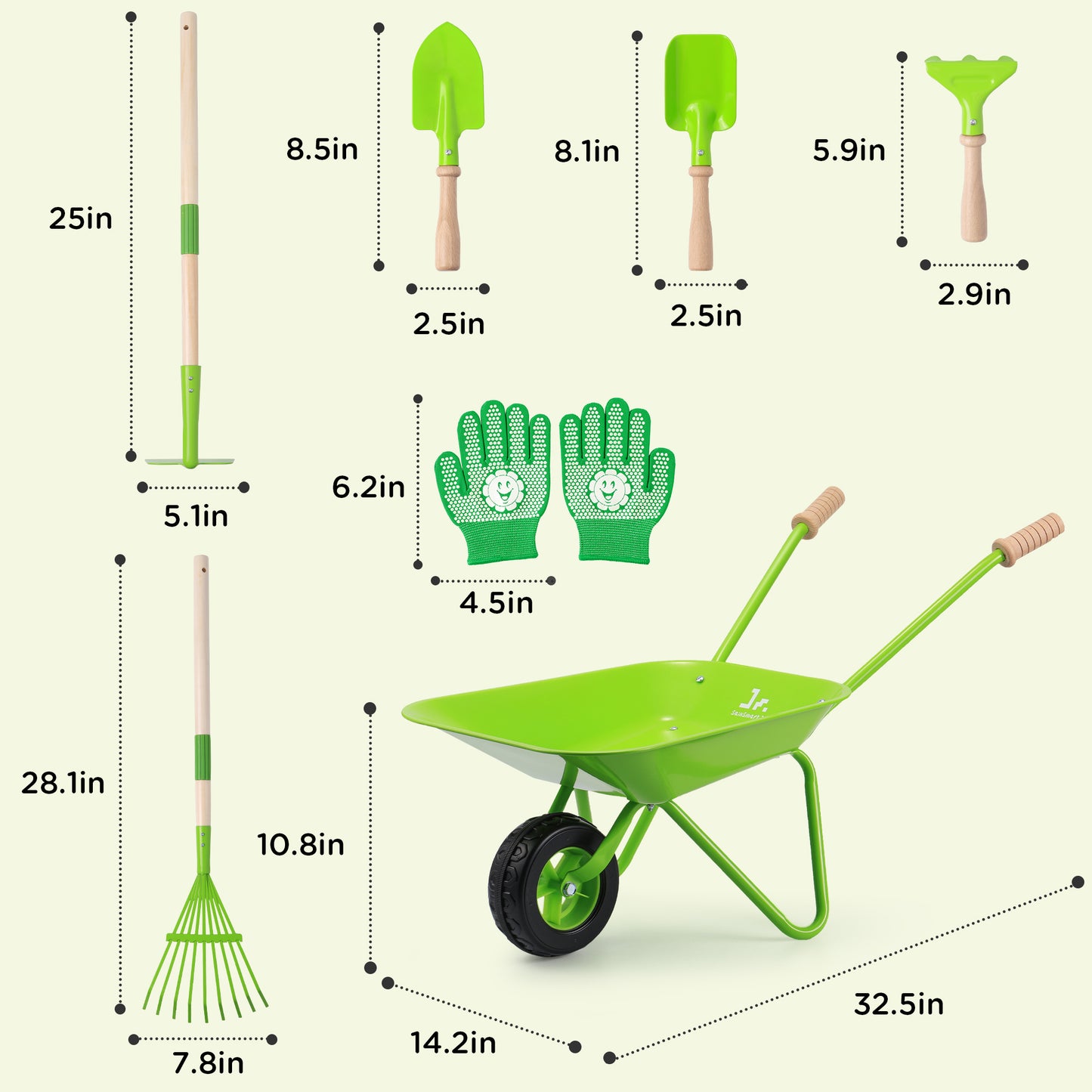 Gardening Tools Set With Wheelbarrow
