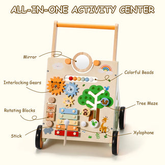 Animal-themed Wooden Baby Walker