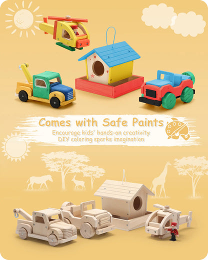 4-in-1 Woodworking Building STEM Projects Set