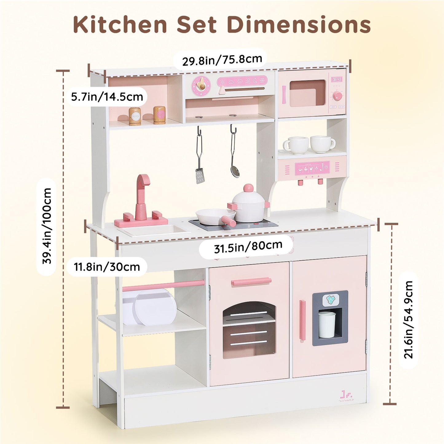 Wooden Play Kitchen Set, L Size