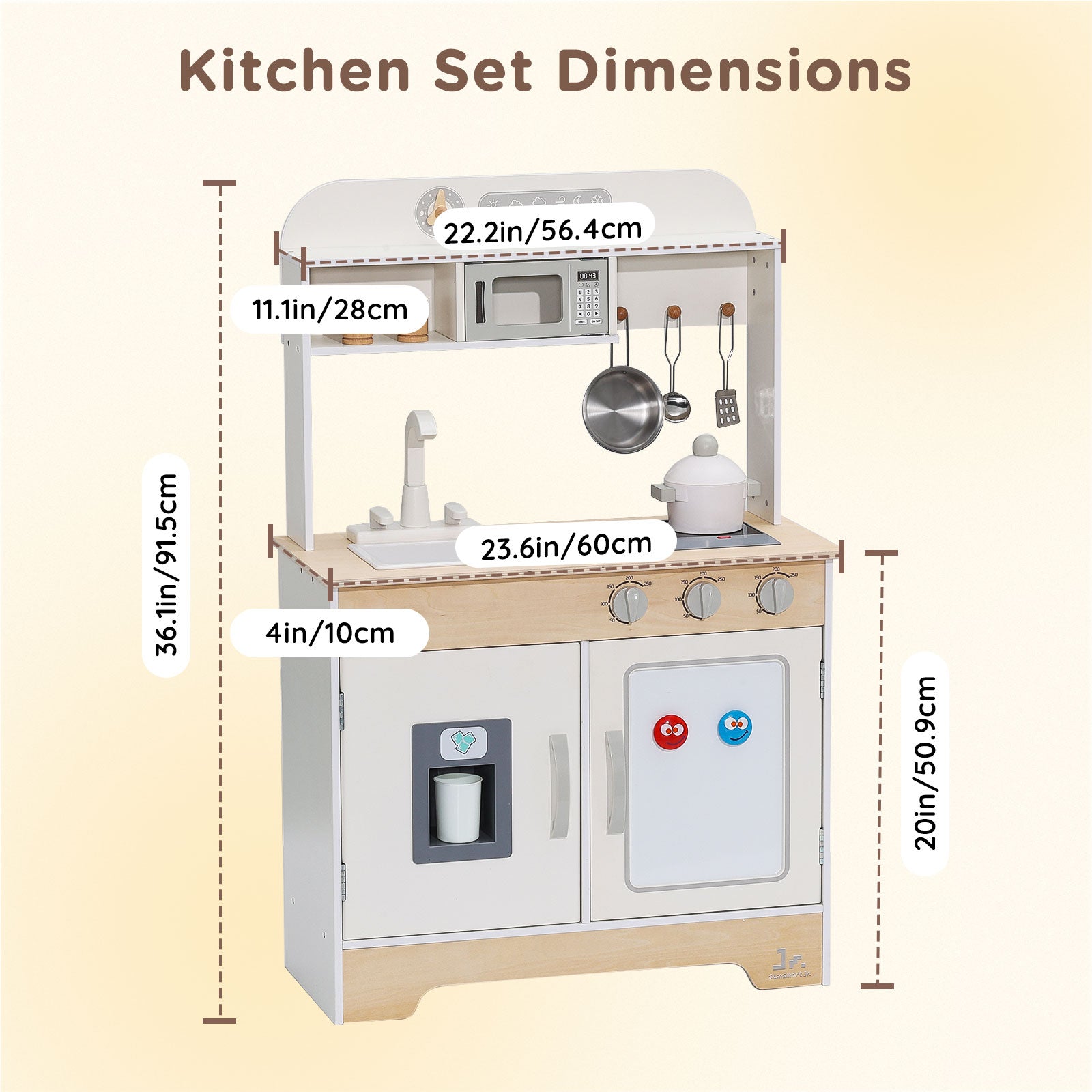 Wooden Play Kitchen Set, M Size