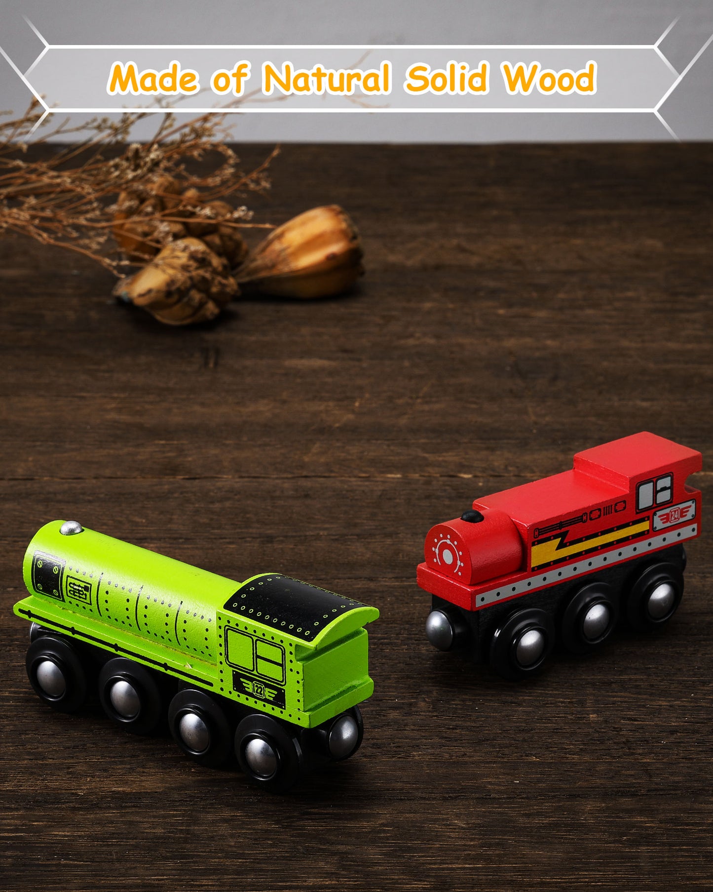Wooden Magnetic Train Car Set (10 pcs)