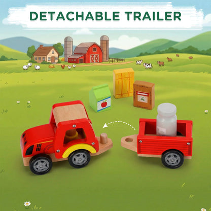 Wooden Red Tractor Toys