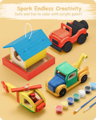 4-in-1 Woodworking Building STEM Projects Set