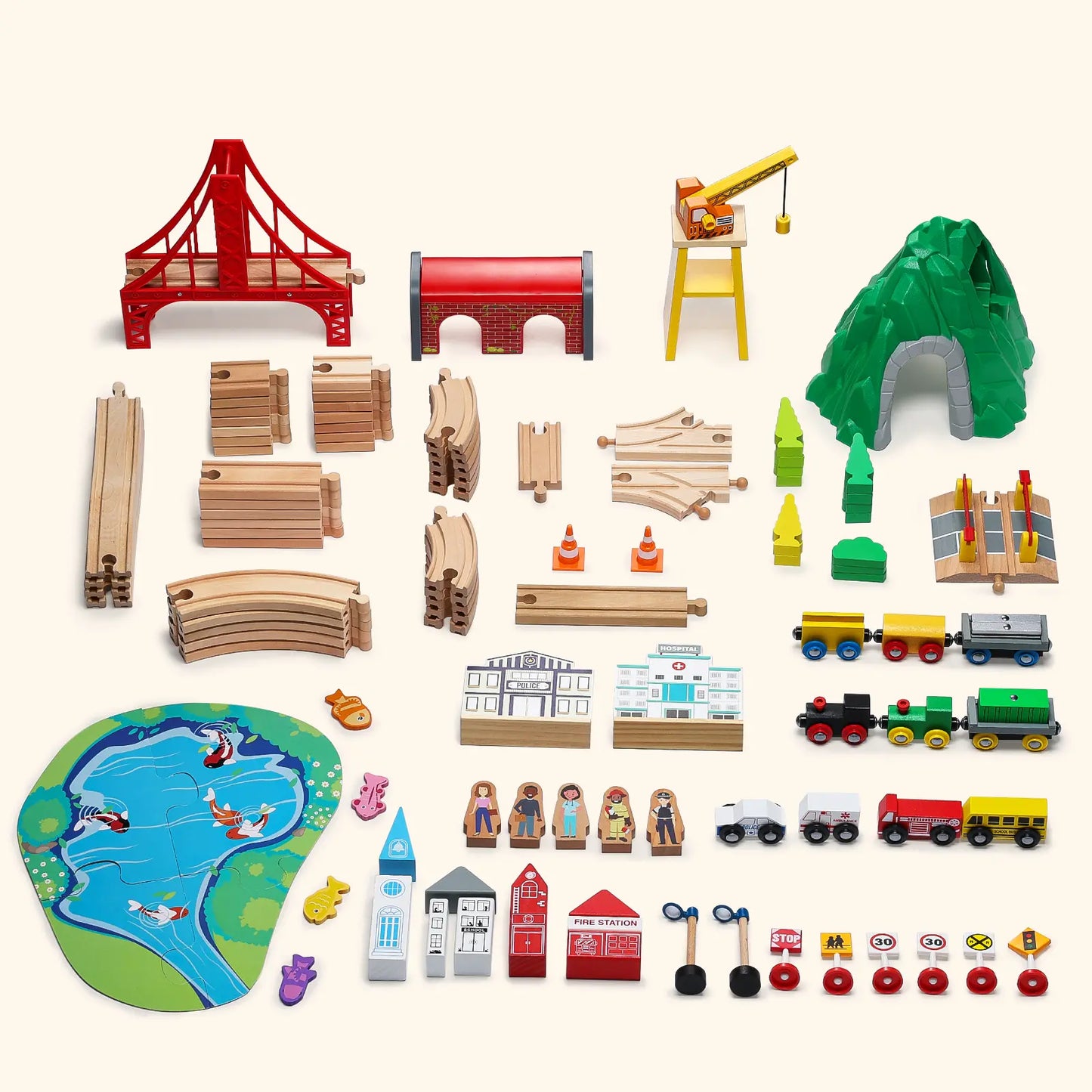Multi-Themed Wooden Train Set