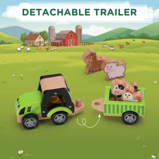 Toy tractor with detachable trailer