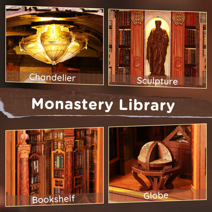 Monastery Library Book Nook Kit with LED Light