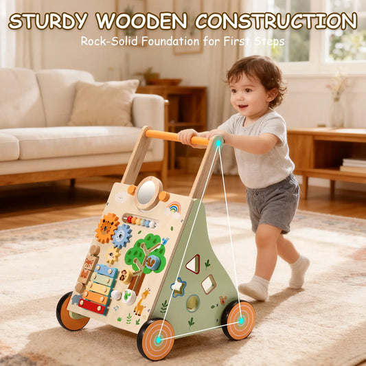 Animal-themed Wooden Baby Walker
