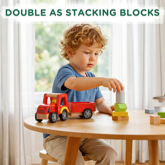 Wooden Red Tractor Toys