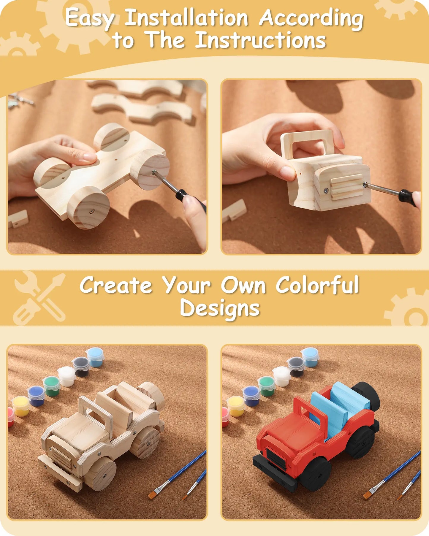 4-in-1 Woodworking Building STEM Projects Set