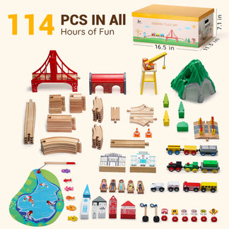 Multi-Themed Wooden Train Set